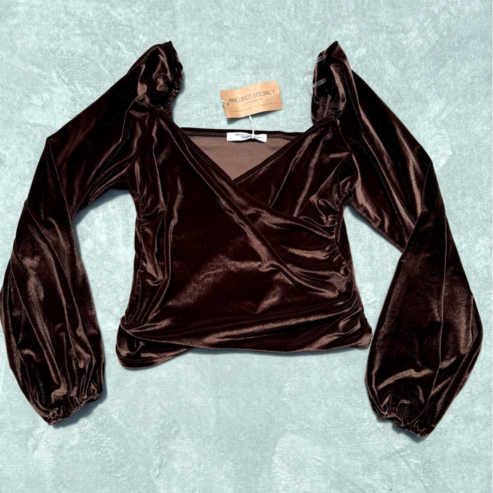 Project Social T carita velvet surplice top